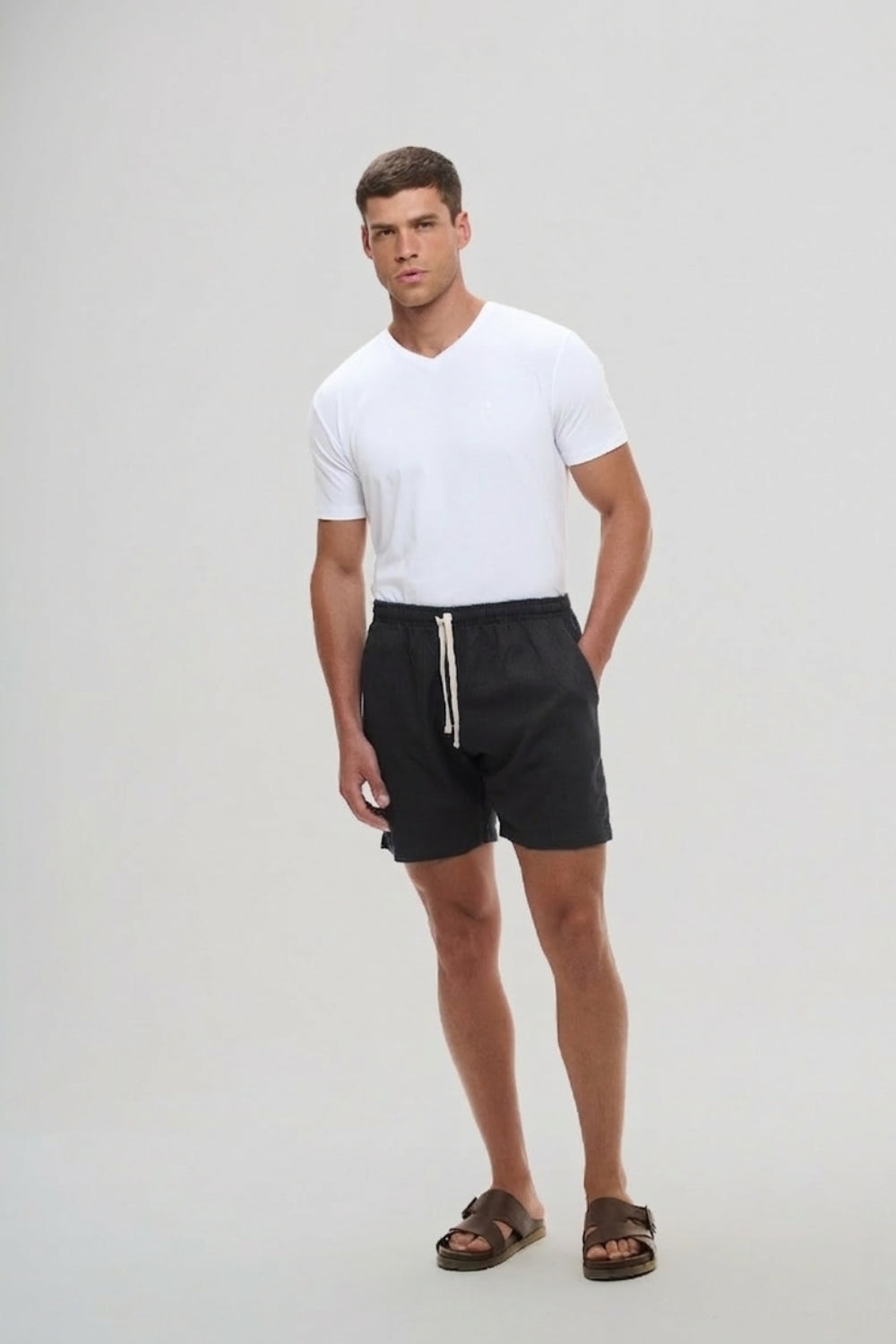Short Linho Veredas Preto