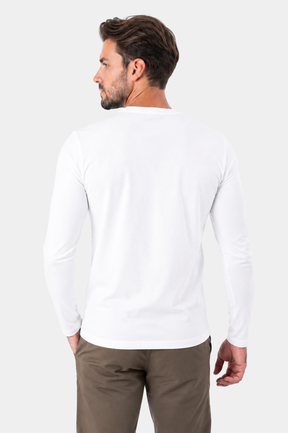 Camiseta Origem Lisa · Manga Longa Branca – Algodão Egípcio