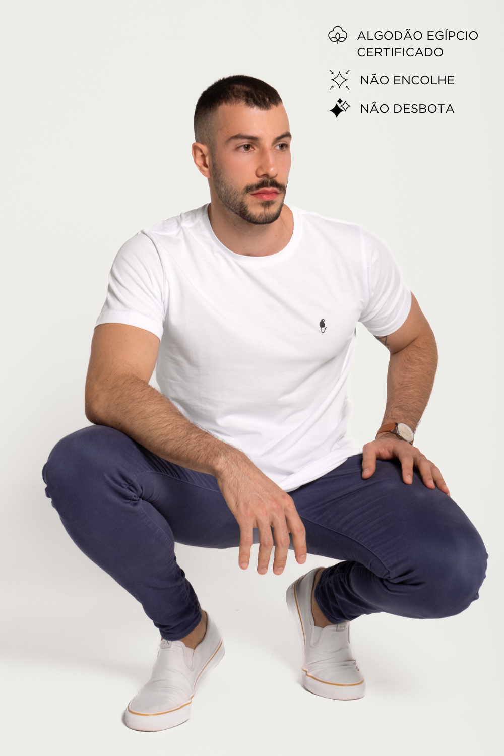 Camiseta Branca Mico Preto - Egípcio Pro