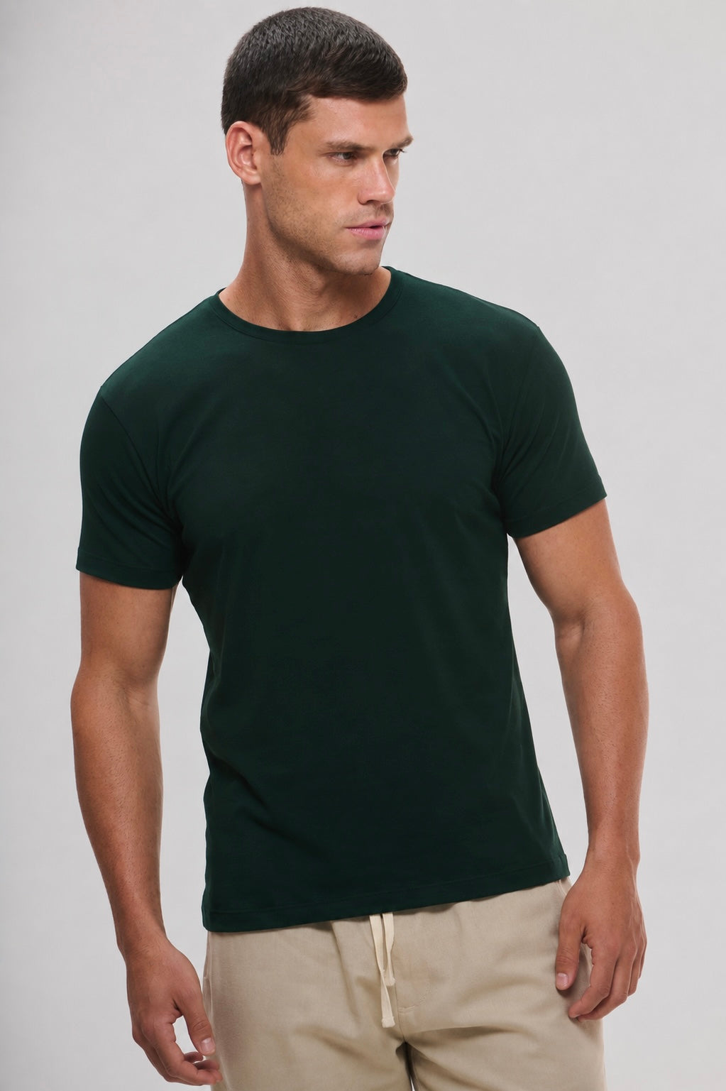 Camiseta Origem · Lisa – Verde Floresta – Algodão Egípcio