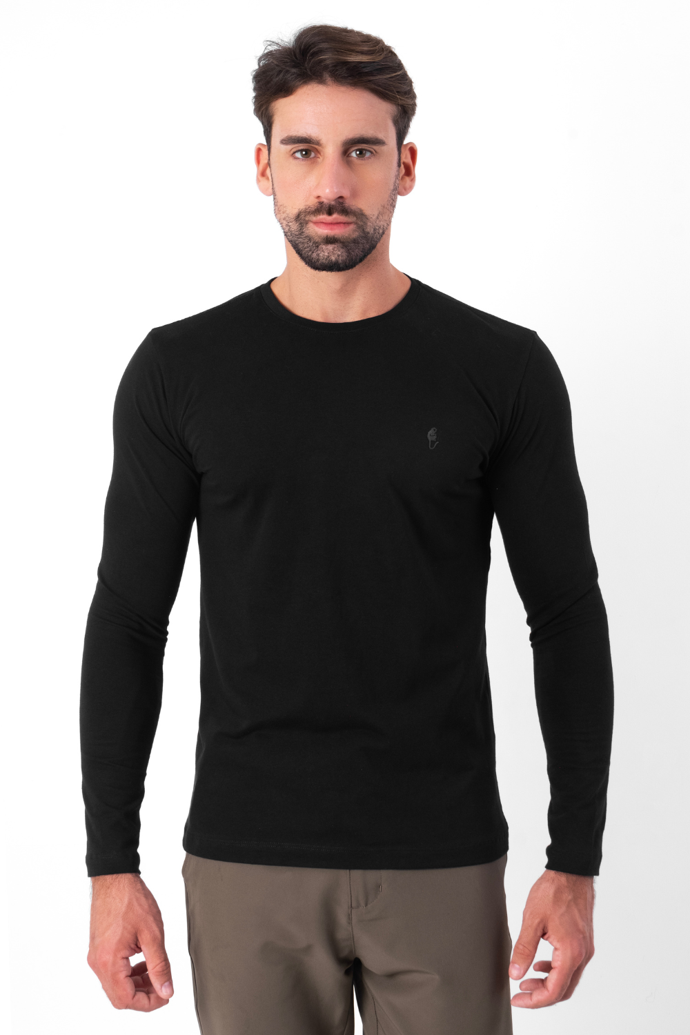 Camiseta Manga Longa · Preto Essência – Algodão Egípcio