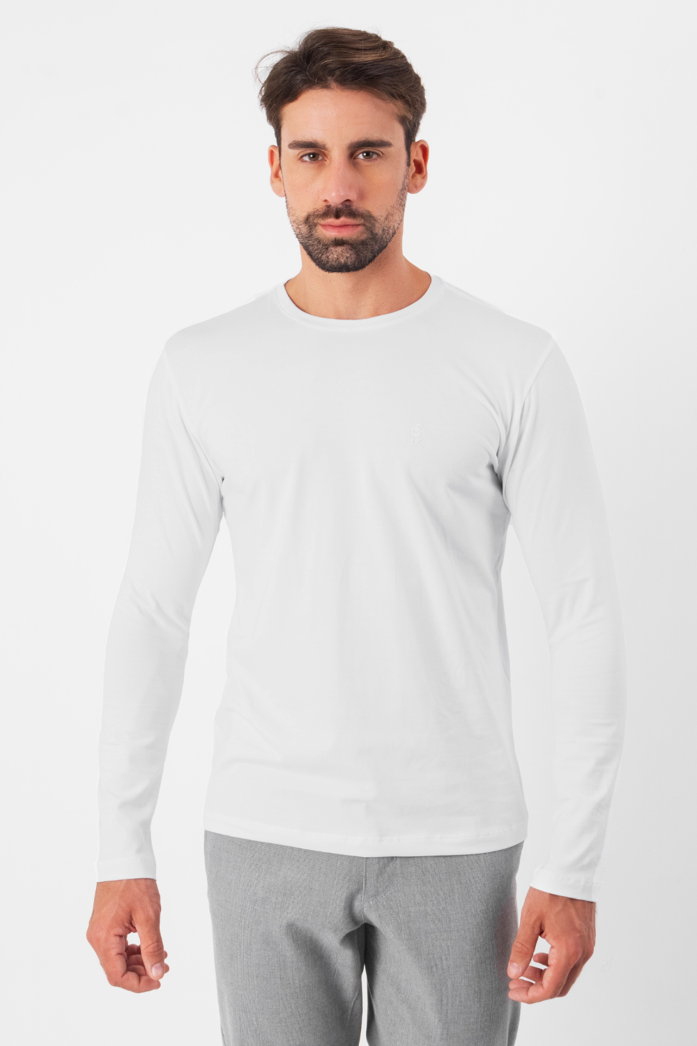 Camiseta Manga Longa · Branco Essência – Algodão Egípcio