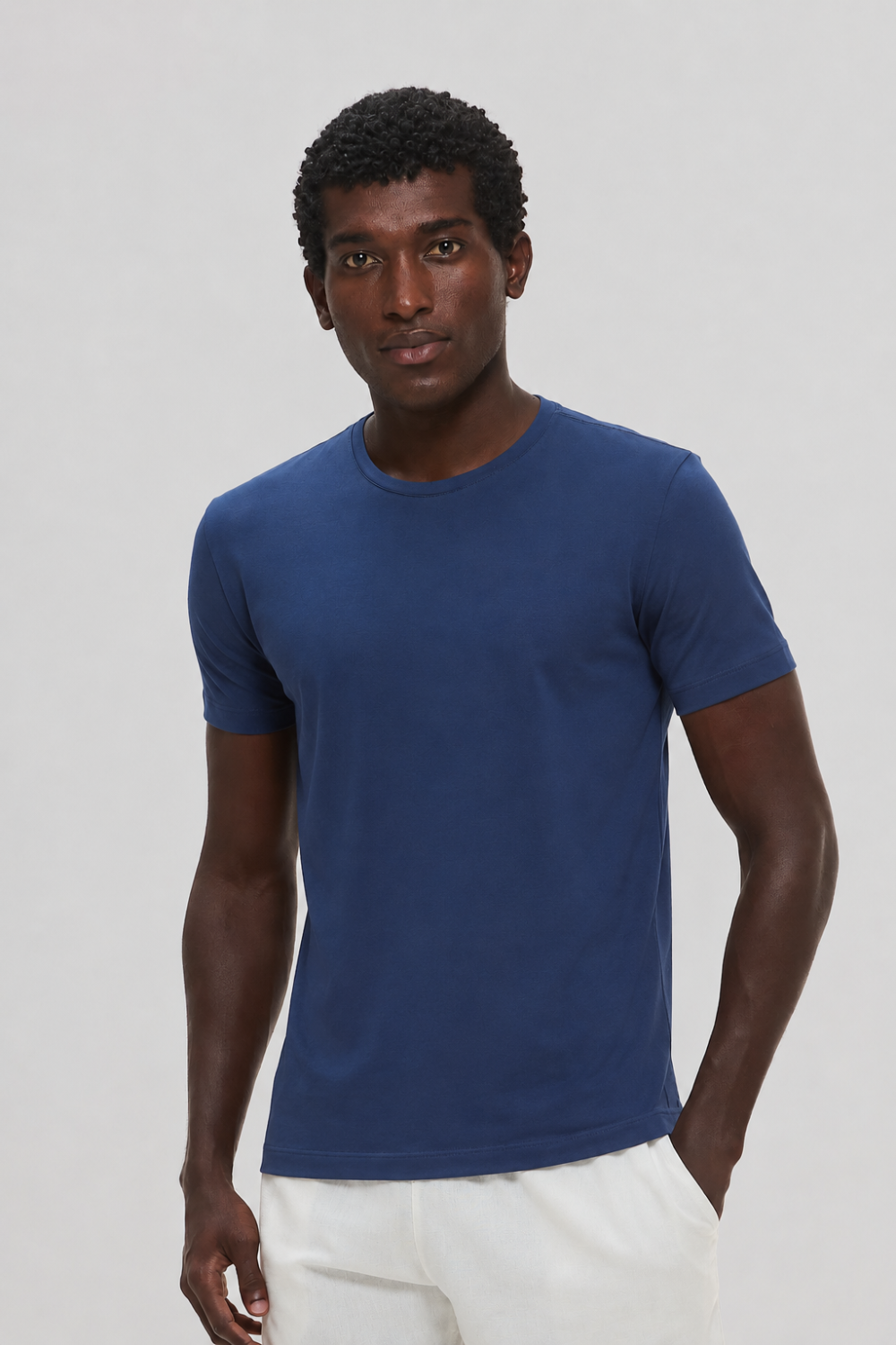Camiseta Origem · Lisa – Azul – Algodão Egípcio
