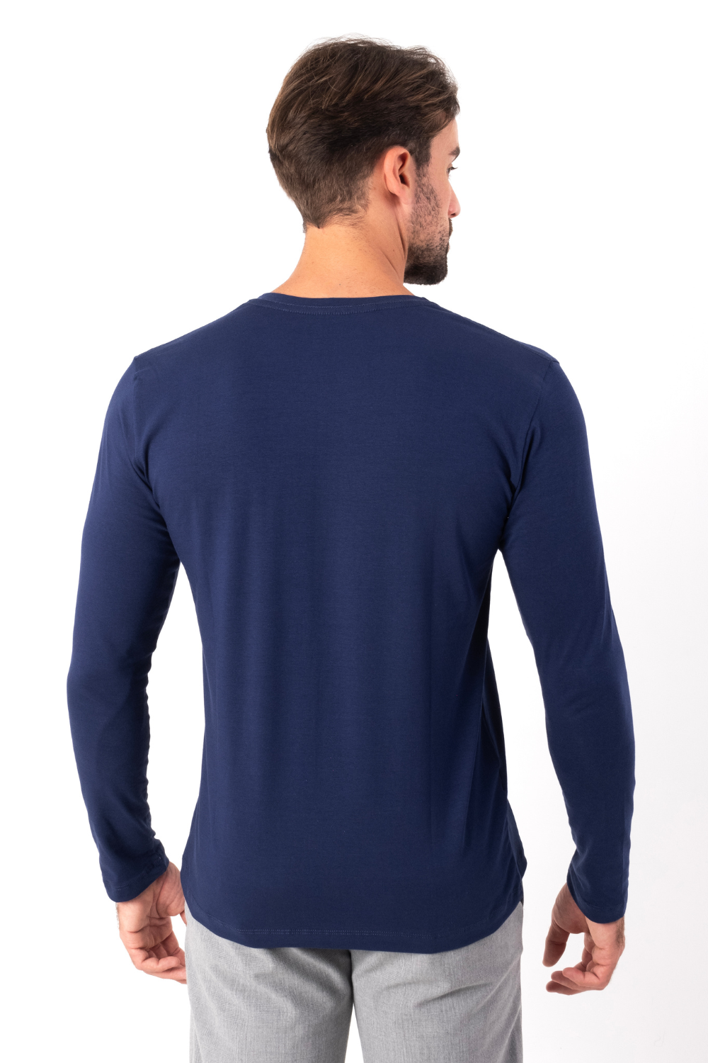 Camiseta Manga Longa · Azul Noturno – Algodão Egípcio
